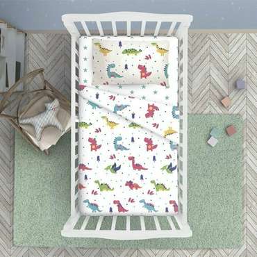 КПБ 'BabyRelax' в кроватку, 100 % хлопок, бязь, пододеяльник на молнии, простыня на резинке, 'Дракончики'