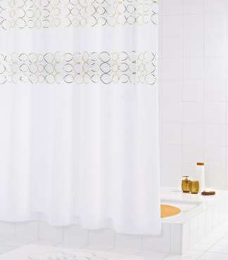 Штора для ванных комнат Paillette белый/золотой