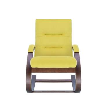 Кресло Милано желтого цвета с коричневым каркасом 