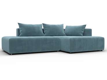 Угловой диван-кровать Лига-103 бирюзового цвета правый