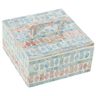 Шкатулка Разноцветный ротанг Перламутр 16 x 7 x 16 cm