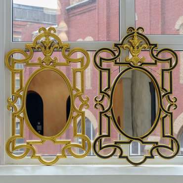 Настенное зеркало Аваллон / Нуар в черно-золотистой раме