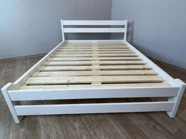Кровать Мишка сосновая усиленная 160х200 белого цвета