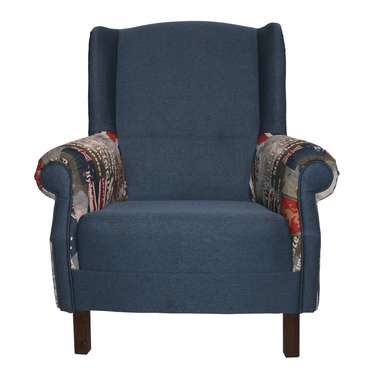 Кресло Жуи Бордо синего цвета с британской символикой