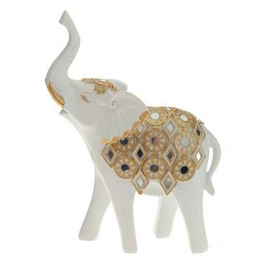 Фигурка декоративная Слон бело-золотого цвета
