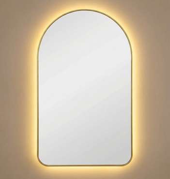 Настенное зеркало Arch M в раме золотого цвета с подсветкой