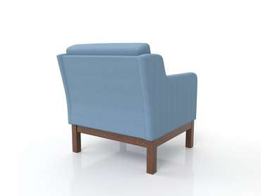 Кресло Айверс из массива сосны с обивкой голубая рогожка