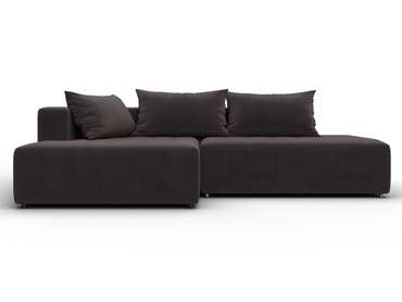 Угловой диван-кровать Лига-103 коричневого цвета левый