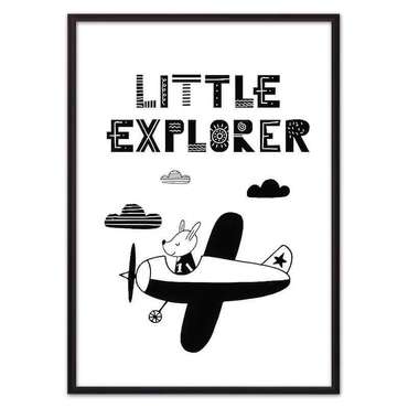 Постер в рамке Пес "Little eхplorer" 21х30 см