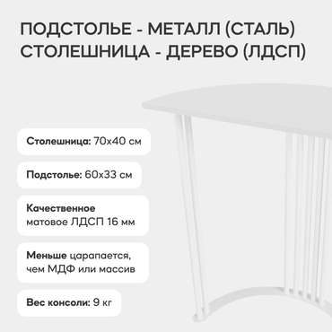 Стол консольный Violur с металлическим подстольем белого цвета