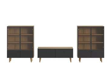 Комплект мебели для гостиной Frida 8 черно-бежевого цвета