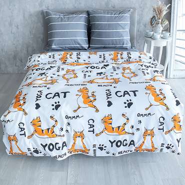 КПБ 'Традиция', 2,0 спальный, поплин, 100% хлопок, пл. 118 гр./кв.м., 'Йога Тигры'