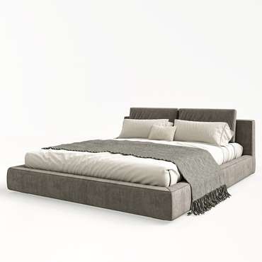 Кровать Fresno 160х200 светло-серого цвета с мягкими подушками и подъемным механизмом 