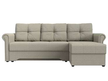 Угловой диван-кровать Леон серо-бежевого цвета правый угол