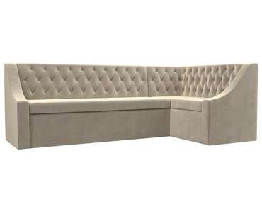 Кухонный угловой диван-кровать Мерлин бежевого цвета правый угол