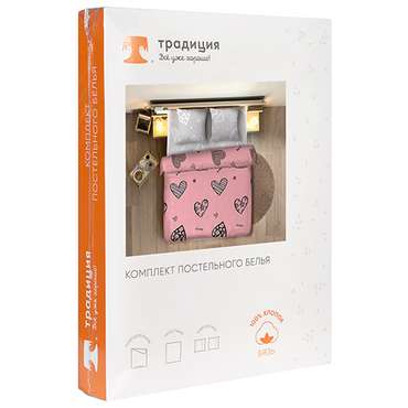 КПБ 'Традиция' 2,0 спальный с европростыней, бязь, 100 % хлопок, пл. 125 гр./кв.м., 'Сердцеедка'