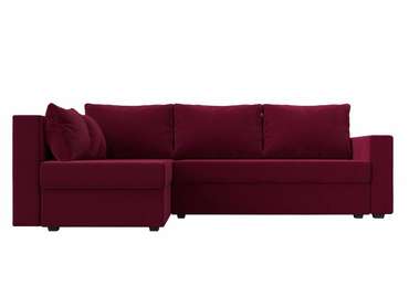 Угловой диван-кровать Мансберг бордового цвета левый угол