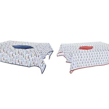 Набор столового белья DKD Home Decor Синий Белый Красный 150 x 150 x 0,5 см (2 штук)