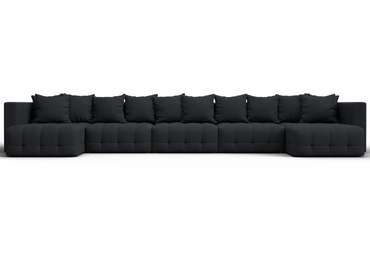 Угловой диван-кровать Лига 052 МегаЛонг темно-серого цвета (замша)