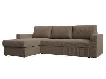 Угловой диван-кровать Траумберг L бежево-коричневого цвета левый  угол 