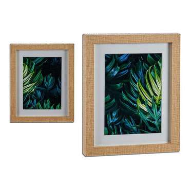 Картина Лист растения Зеленый Коричневый Cтекло ДСП 23 x 3 x 28 cm