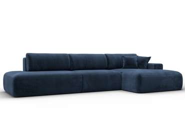 Угловой диван-кровать Лига 036 Модерн Лонг темно-синего цвета правый