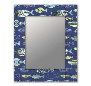 Настенное зеркало Синие рыбки 50х65 синего цвета