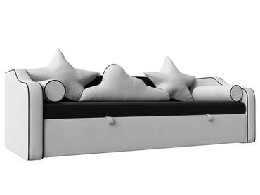 Прямой диван-кровать Рико белого цвета (экокожа)