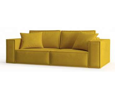 Диван-кровать из велюра Ли Рой желтого цвета