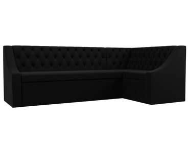 Кухонный угловой диван-кровать Мерлин черного цвета правый угол