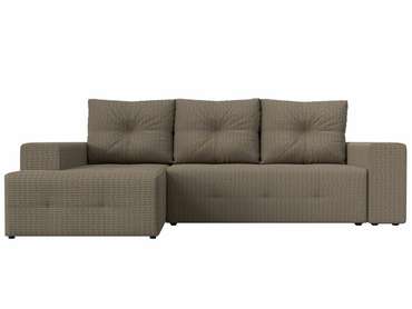 Угловой диван-кровать Перри коричнево-бежевого цвета левый угол