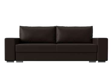 Прямой диван-кровать Дрезден коричневого цвета (экокожа)