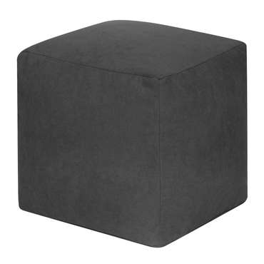 Пуфик Куб в велюре темно-серого цвета