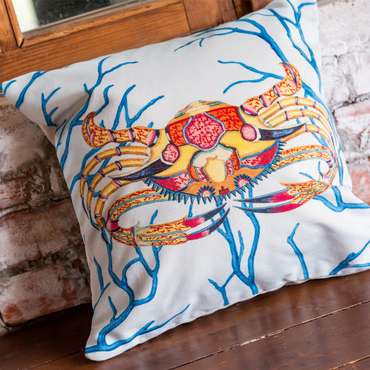 Декоративная подушка Фантастика подводного мира версия 3 сине-голубого цвета