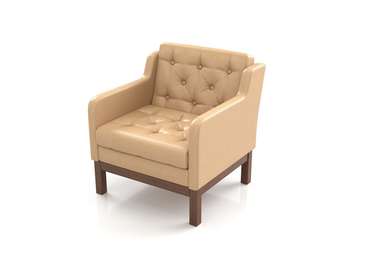 Кресло Айверс из массива сосны с обивкой кремовый кожзам
