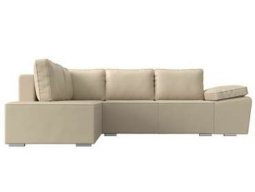Угловой диван-кровать Хьюго бежевого цвета (экокожа) левый угол