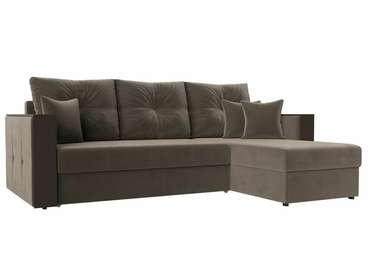 Угловой диван-кровать Валенсия светло-коричневого цвета правый угол