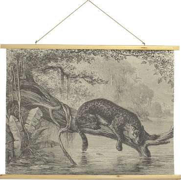 Картина подвесная Леопард 75х100 серо-бежевого цвета