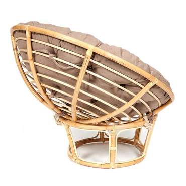 Садовое кресло Papasan Eco бежевого цвета с коричневой подушкой