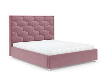 Кровать Рица 140х190 пудрового цвета с подъемным механизмом (велюр)