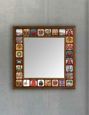 Настенное зеркало 43x43 с каменной мозаикой и композитным основанием