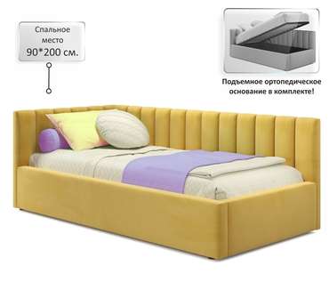 Кровать с подъемным механизмом Milena 90х200 желтого цвета
