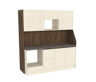 Кухня со сдвижным фартуком Секрет КП1200.3 бежево-коричневого цвета правая