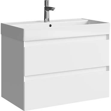 Подвесная тумба с раковиной Geometria 81 белого цвета