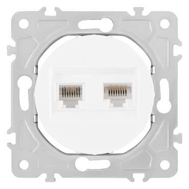 Розетка двойная RJ-11 и Ethernet RJ-45, без рамки 202.44-1.white