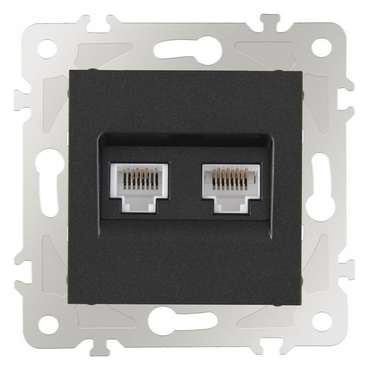 Розетка двойная RJ-11 и Ethernet RJ-45, без рамки 203.44-1.black