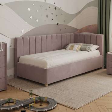Кровать Помпиду 90х200 розового цвета с подъемным механизмом