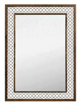 Настенное зеркало с каменной мозаикой 53x73 бело-коричневого цвета