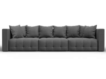 Диван-кровать Лига-052 Лонг серого цвета (замша)