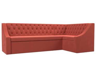 Кухонный угловой диван-кровать Мерлин кораллового цвета правый угол